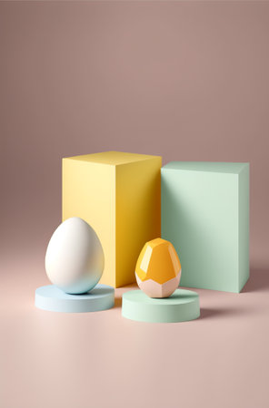Podium for product advertisement , restaurant menus or new makeup product ads with beautiful minimalist objects for immersionの写真素材