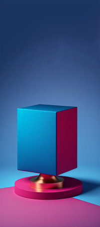 Podium for product advertisement or restaurant menus with beautiful colorful backgroundの写真素材