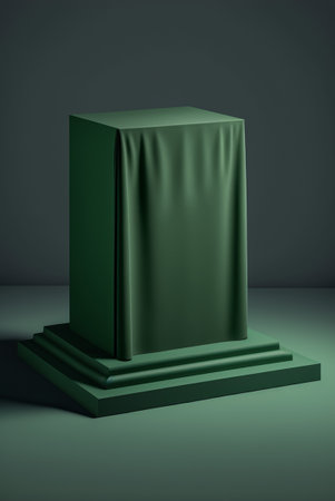 Podium for product advertisement or restaurant menus with beautiful colorful backgroundの写真素材