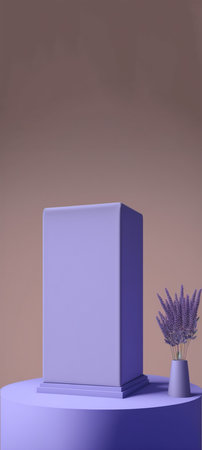 Podium for product advertisement or restaurant menus with beautiful colorful backgroundの写真素材