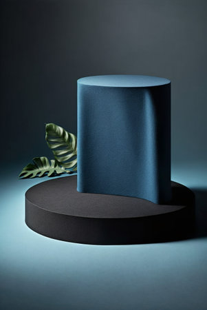 Podium for product advertisement or restaurant menus with beautiful colorful backgroundの写真素材