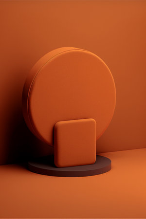 Podium for product advertisement or restaurant menus with beautiful colorful backgroundの写真素材