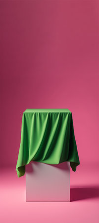 Podium for product advertisement or restaurant menus with beautiful colorful backgroundの写真素材