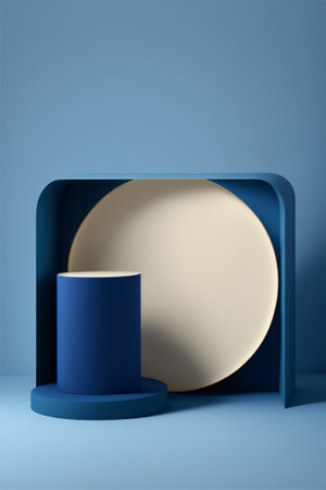 Podium for product advertisement or restaurant menus with beautiful colorful backgroundの写真素材