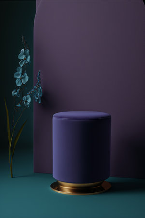 Podium for product advertisement or restaurant menus with beautiful colorful backgroundの写真素材