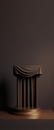Podium for product advertisement or restaurant menus with beautiful colorful backgroundの写真素材