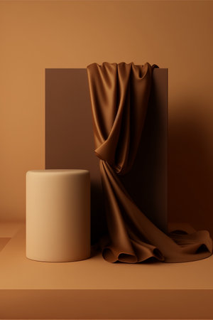 Podium for product advertisement or restaurant menus with beautiful colorful backgroundの写真素材