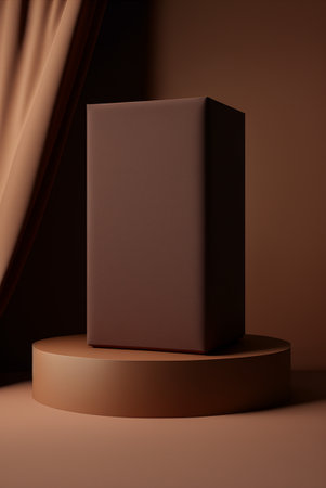 Podium for product advertisement or restaurant menus with beautiful colorful backgroundの写真素材