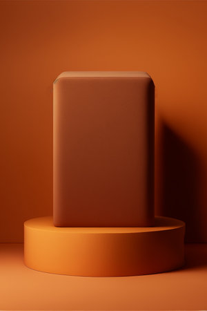 Podium for product advertisement or restaurant menus with beautiful colorful backgroundの写真素材