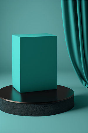 Podium for product advertisement or restaurant menus with beautiful colorful backgroundの写真素材