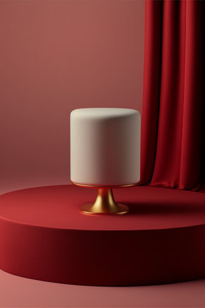 Podium for product advertisement or restaurant menus with beautiful colorful backgroundの写真素材