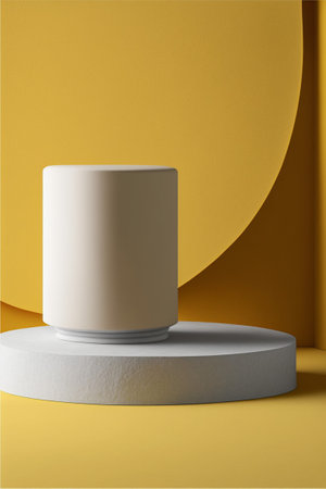Podium for product advertisement or restaurant menus with beautiful colorful backgroundの写真素材