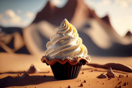 Delicious close up of beautiful dessert 3d illustrated