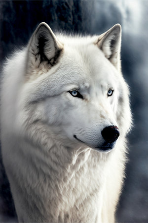Cute strong Arctic wolf 3d illustrated
