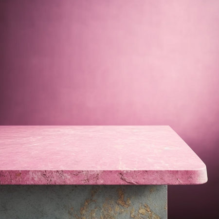 Podium for product advertisement or restaurant menus with pink background 3d illustratedの写真素材