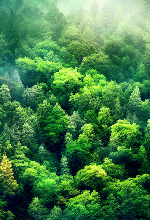 Scary dark beautiful forest 3d illustrated