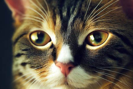 Close up shot of beautiful cute cat portrait 3d illustratedの写真素材
