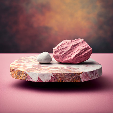 Podium for product advertisement or restaurant menus with pink background 3d illustrated