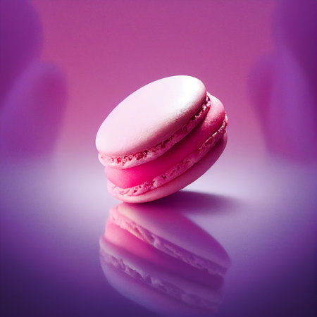 Delicious pink frech macaroon 3d illustratedの写真素材