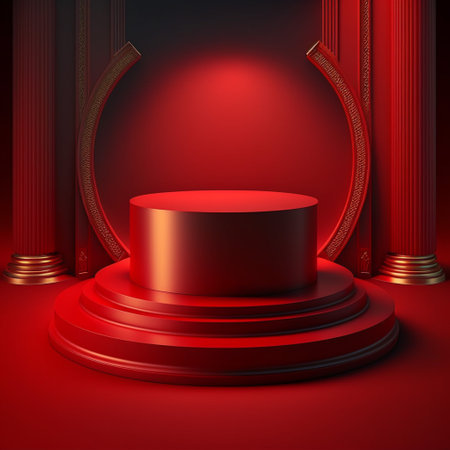 Podium for product advertisement or restaurant menus 3d illustratedの写真素材