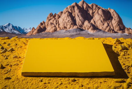 Podium for product advertisement or restaurant menus with beautiful mountain background 3d...