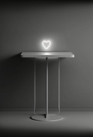Podium for product advertisement or restaurant menus with valentines day backgroundの写真素材