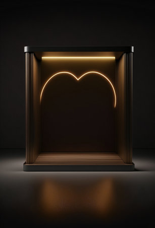 Podium for product advertisement or restaurant menus with valentines day backgroundの写真素材