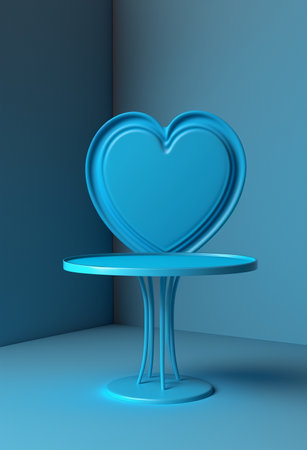 Podium for product advertisement or restaurant menus with valentines day backgroundの写真素材