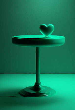 Podium for product advertisement or restaurant menus with valentines day backgroundの写真素材