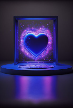 Podium for product advertisement or restaurant menus with valentines day background