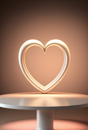 Podium for product advertisement or restaurant menus with valentines day backgroundの写真素材