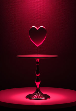 Podium for product advertisement or restaurant menus with valentines day backgroundの写真素材