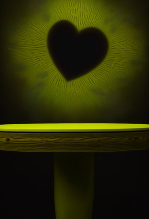 Podium for product advertisement or restaurant menus with valentines day backgroundの写真素材