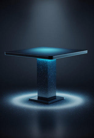 Podium for product advertisement or restaurant menus with colorful background, minimalist designの写真素材