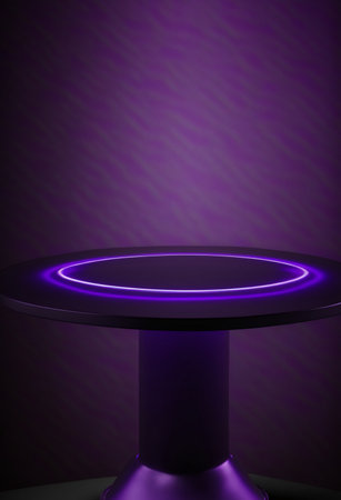 Podium for product advertisement or restaurant menus with colorful background, minimalist designの写真素材