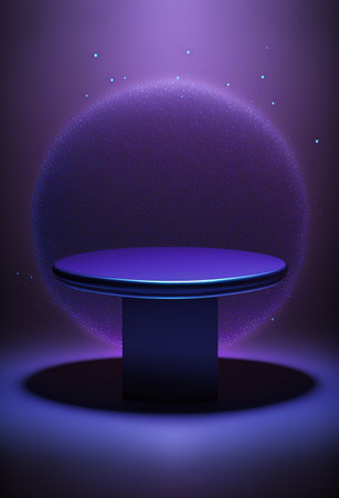 Podium for product advertisement or restaurant menus with colorful background, minimalist designの写真素材
