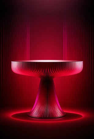 Podium for product advertisement or restaurant menus with colorful background, minimalist designの写真素材