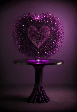 Podium for product advertisement or restaurant menus with valentines day backgroundの写真素材