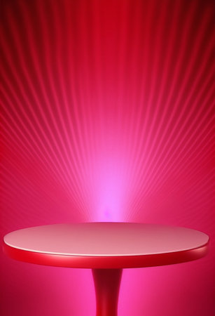 Podium for product advertisement or restaurant menus with colorful background, minimalist designの写真素材
