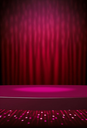 Podium for product advertisement or restaurant menus with colorful background, minimalist designの写真素材