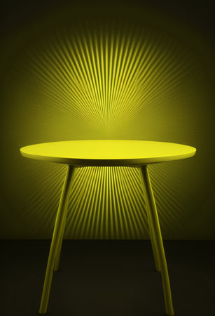 Podium for product advertisement or restaurant menus with colorful background, minimalist designの写真素材