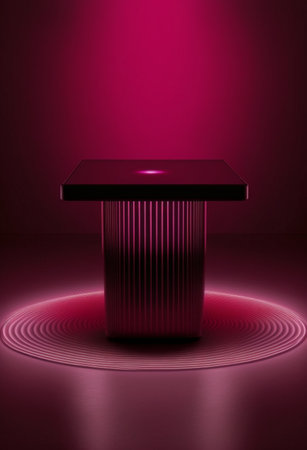 Podium for product advertisement or restaurant menus with colorful background, minimalist designの写真素材