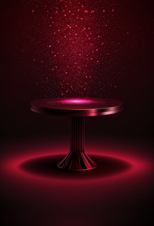 Podium for product advertisement or restaurant menus with colorful background, minimalist designの写真素材