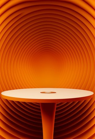Podium for product advertisement or restaurant menus with colorful background, minimalist designの写真素材