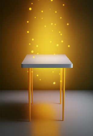 Podium for product advertisement or restaurant menus with colorful background, minimalist designの写真素材