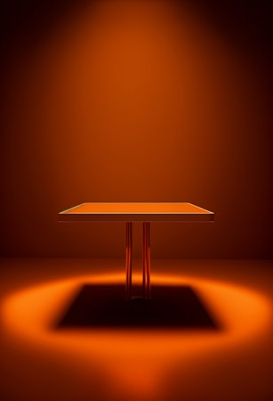 Podium for product advertisement or restaurant menus with colorful background, minimalist designの写真素材