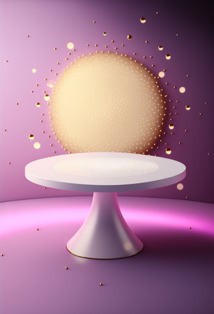 Podium for product advertisement or restaurant menus with colorful background, minimalist designの写真素材