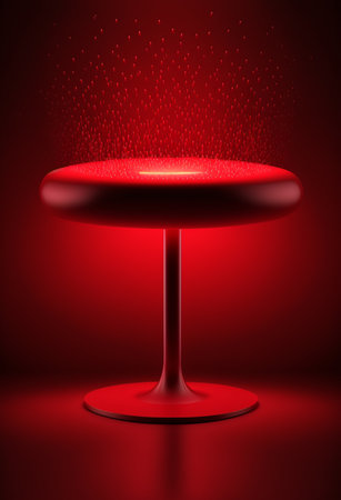 Podium for product advertisement or restaurant menus with colorful background, minimalist designの写真素材