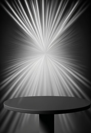 Podium for product advertisement or restaurant menus with colorful background, minimalist designの写真素材