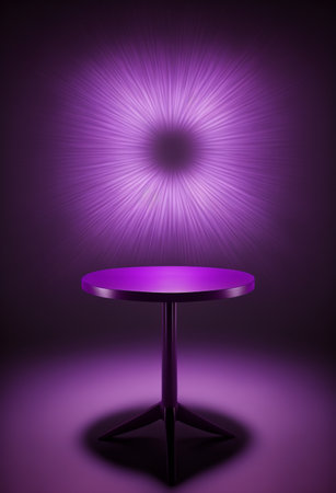 Podium for product advertisement or restaurant menus with colorful background, minimalist designの写真素材
